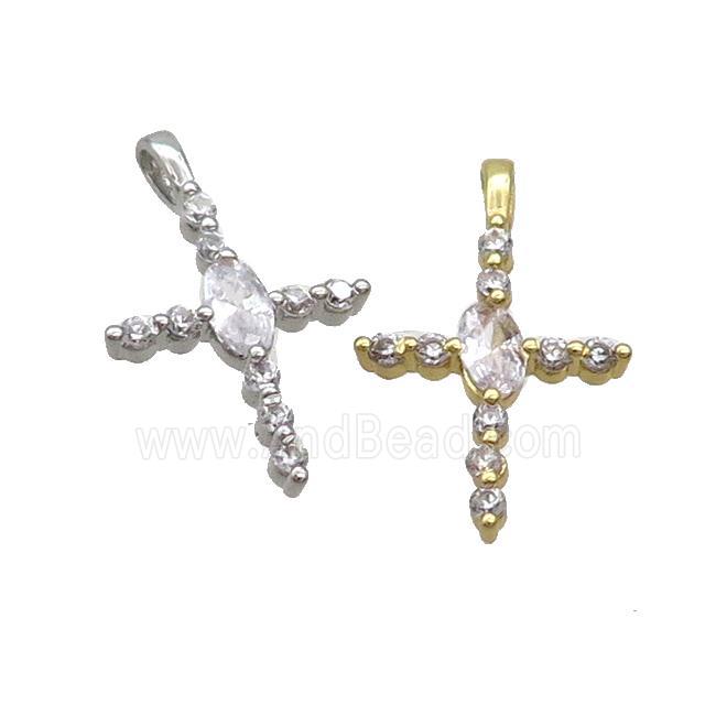 Copper Cross Pendant Pave Zircon Mixed