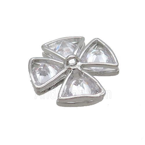 Copper Clover Pendant Pave Zircon Platinum Plated
