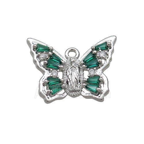Copper Butterfly Pendant Pave Crystal Glass Platinum Plated