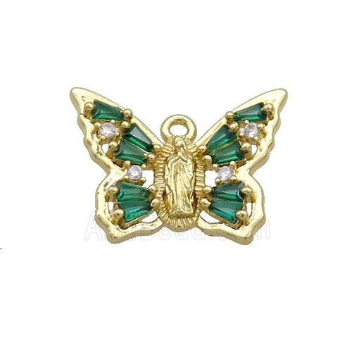 Copper Butterfly Pendant Pave Crystal Glass Gold Plated