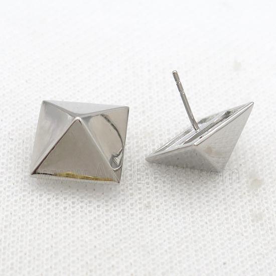 Copper Pyramid Stud Earring Platinum Plated