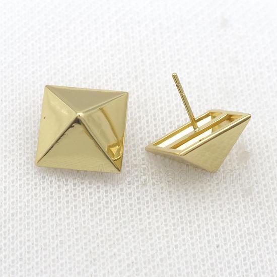 Copper Pyramid Stud Earring Gold Plated