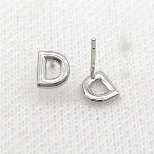 Copper Stud Earring D-Letter Platinum Plated