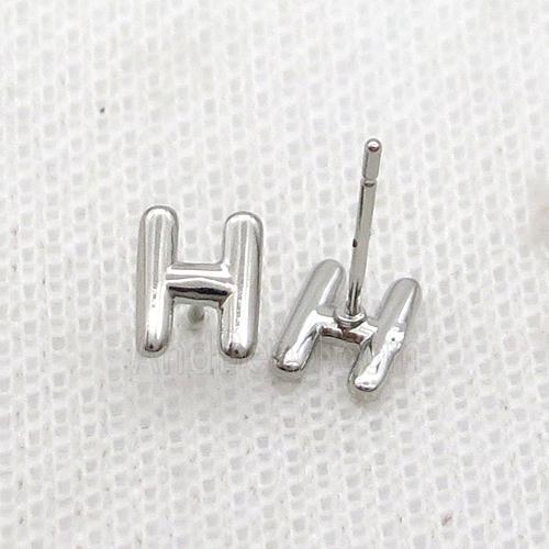 Copper Stud Earring H-Letter Platinum Plated