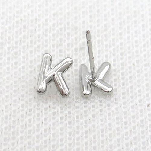 Copper Stud Earring K-Letter Platinum Plated