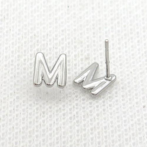 Copper Stud Earring M-Letter Platinum Plated