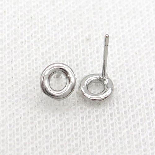 Copper Stud Earring O-Letter Platinum Plated