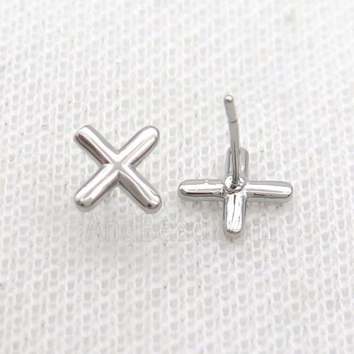 Copper Stud Earring X-Letter Platinum Plated