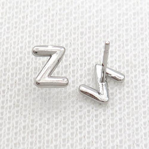 Copper Stud Earring Z-Letter Platinum Plated