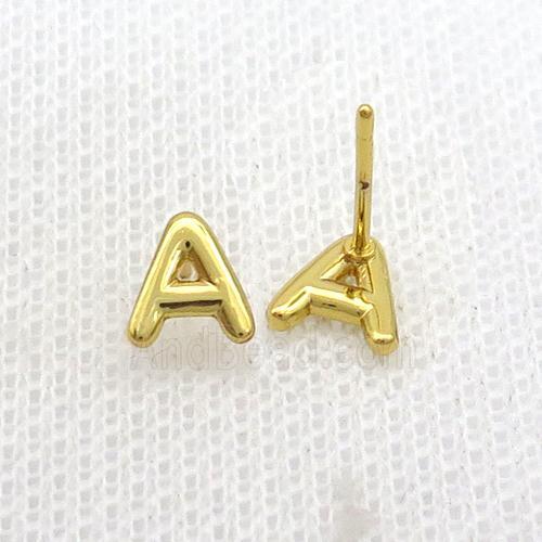 Copper Stud Earring A-Letter Gold Plated