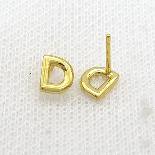 Copper Stud Earring D-Letter Gold Plated