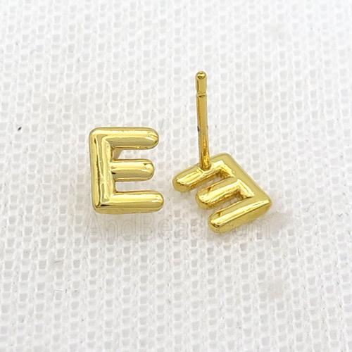 Copper Stud Earring E-Letter Gold Plated
