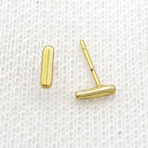 Copper Stud Earring I-Letter Gold Plated