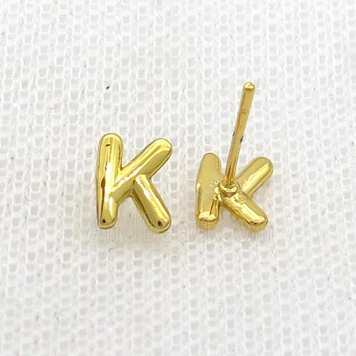 Copper Stud Earring K-Letter Gold Plated