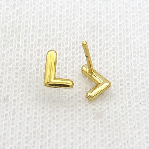 Copper Stud Earring L-Letter Gold Plated