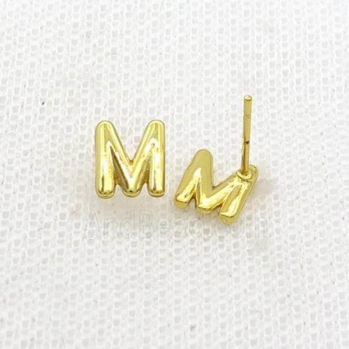 Copper Stud Earring M-Letter Gold Plated