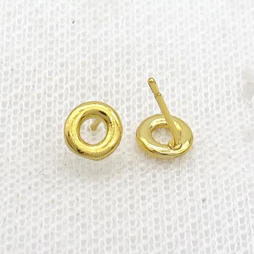 Copper Stud Earring O-Letter Gold Plated