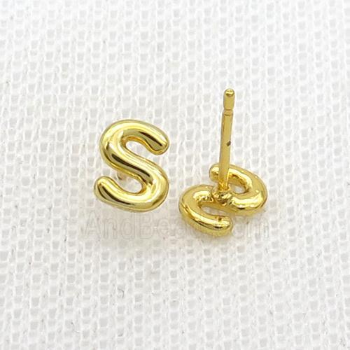 Copper Stud Earring S-Letter Gold Plated