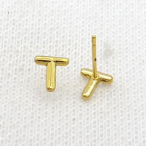 Copper Stud Earring T-Letter Gold Plated
