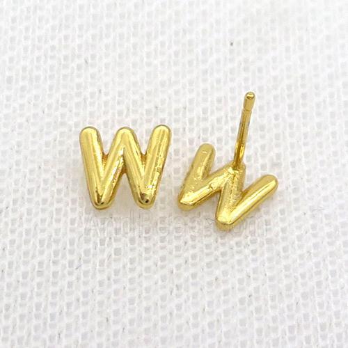 Copper Stud Earring W-Letter Gold Plated