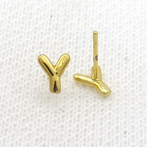 Copper Stud Earring Y-Letter Gold Plated