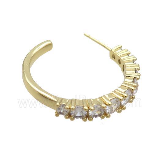 Copper Stud Earring Pave Zircon Gold Plated