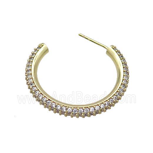 Copper Stud Earring Pave Zircon Gold Plated
