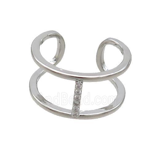 Copper Ring Pave Zircon I-Letter Platinum Plated