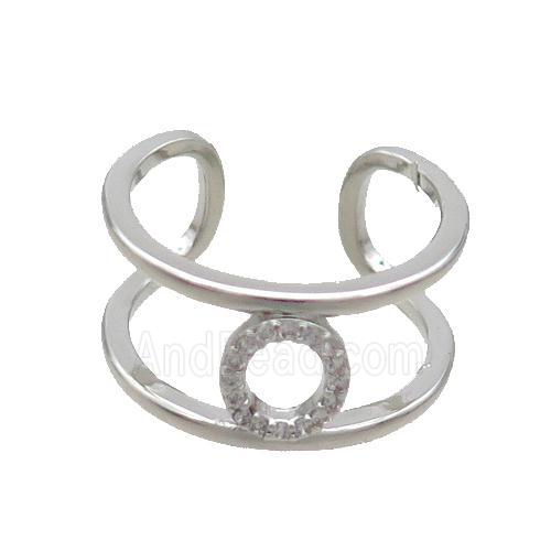 Copper Ring Pave Zircon O-Letter Platinum Plated