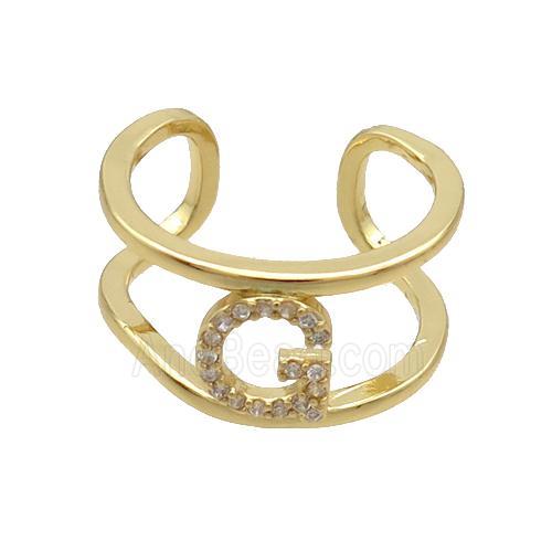 Copper Ring Pave Zircon G-Letter Gold Plated