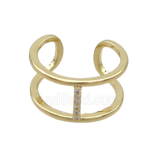 Copper Ring Pave Zircon I-Letter Gold Plated