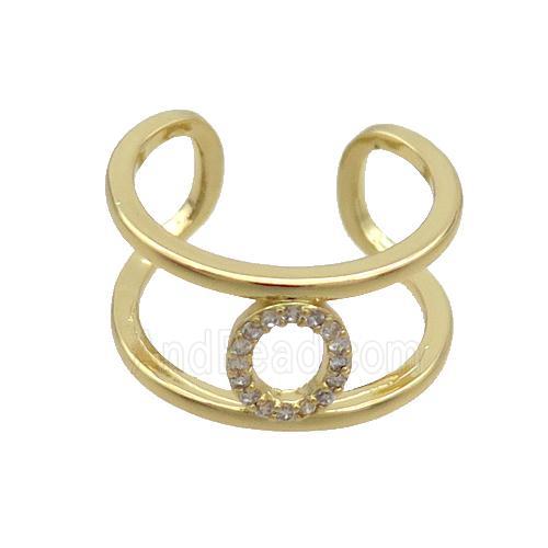 Copper Ring Pave Zircon O-Letter Gold Plated