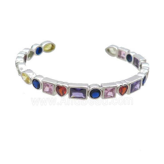 Copper Bangle Pave Zircon Platinum Plated