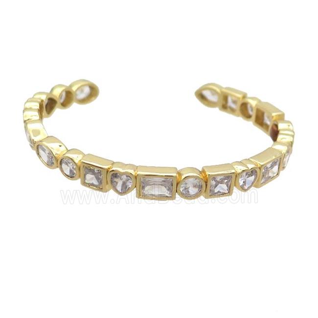 Copper Bangle Pave Zircon Gold Plated
