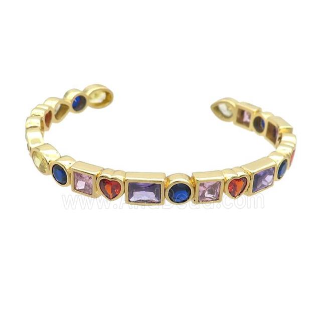 Copper Bangle Pave Zircon Gold Plated