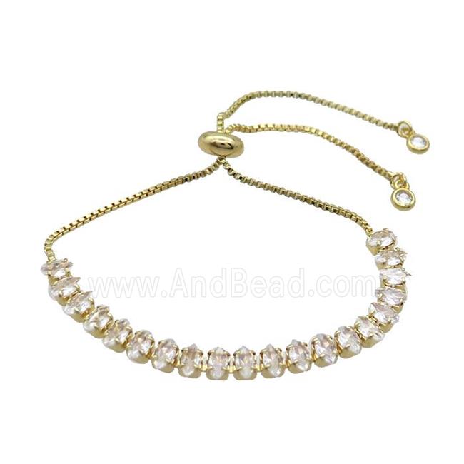 Copper Bracelet Pave Crystal Glass Adjustable Gold Plated
