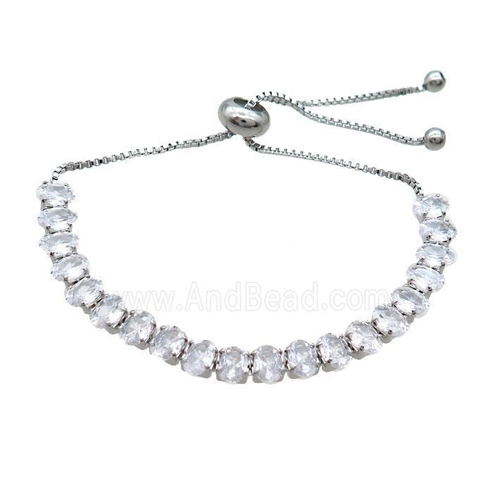 Copper Bracelet Pave Crystal Glass Adjustable Platinum Plated