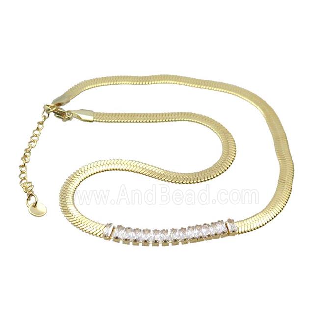 Copper Necklace Pave Crystal Glass Gold Plated