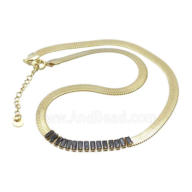 Copper Necklace Pave Black Crystal Glass Gold Plated