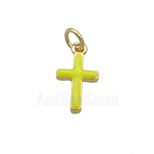 Copper Cross Pendant Yellow Enamel Gold Plated