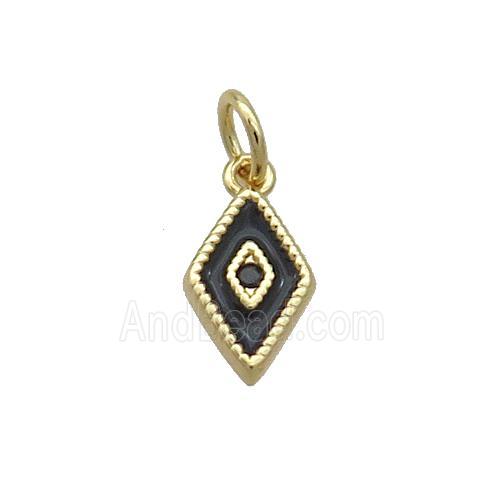 Copper Rhombic Pendant Black Enamel Darts Gold Plated