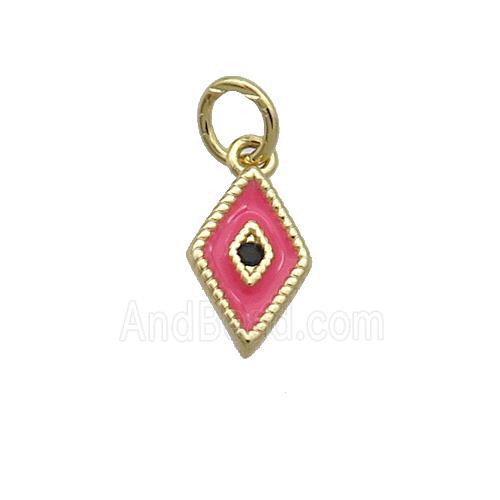 Copper Rhombic Pendant Hotpink Enamel Darts Gold Plated