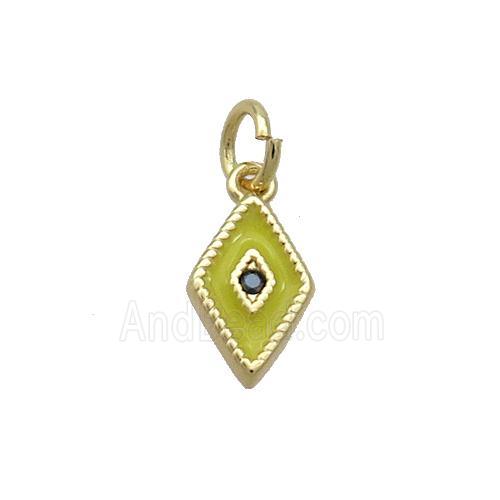 Copper Rhombic Pendant Yellow Enamel Darts Gold Plated