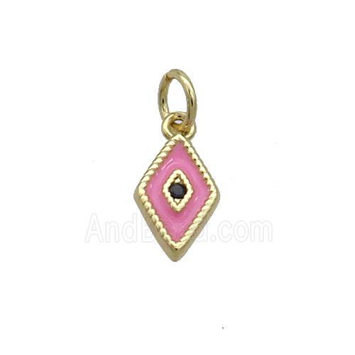 Copper Rhombic Pendant Pink Enamel Darts Gold Plated