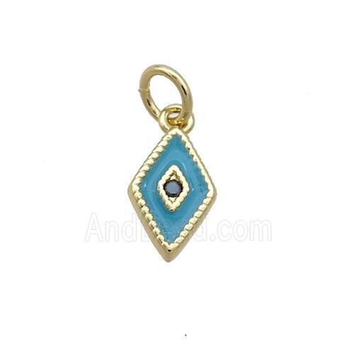 Copper Rhombic Pendant Teal Enamel Darts Gold Plated