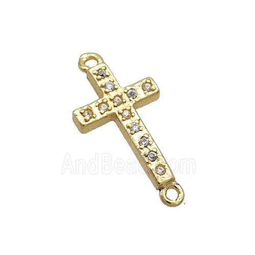 Copper Cross Connector Pave Zircon Gold Plated