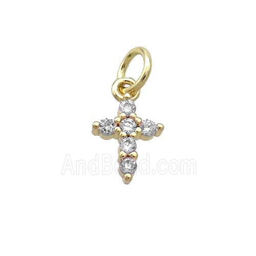 Copper Cross Pendant Pave Zircon Gold Plated