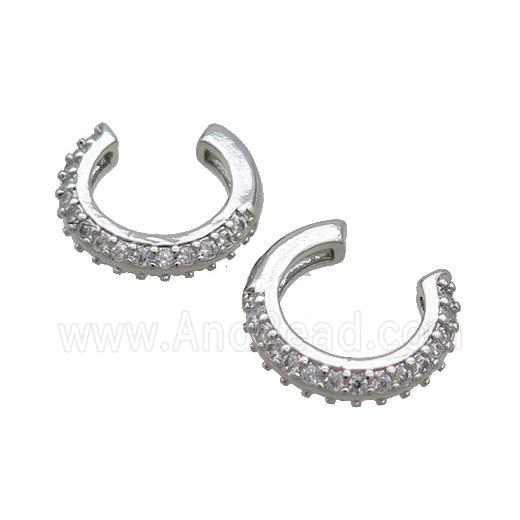 Copper Clip Earring Pave Zircon Platinum Plated