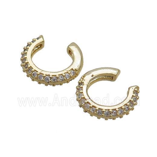 Copper Clip Earring Pave Zircon Gold Plated