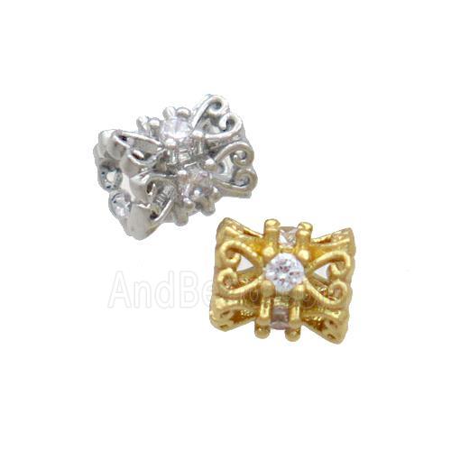 Copper Tube Beads Pave Zircon Mixed